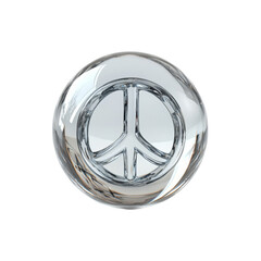 Glass Sphere Peace Symbol, 3D Render, Transparent, Reflective, Serenity, Harmony, Tranquility, Symbo