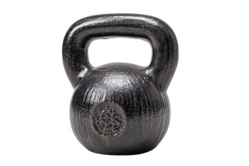 Black kettlebell on black background for strength and fitness workouts, cut out
