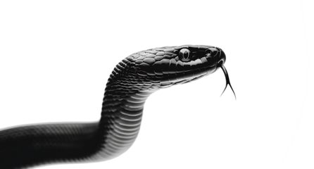 Black snake isolated on white background PNG. GENERATIVE AI