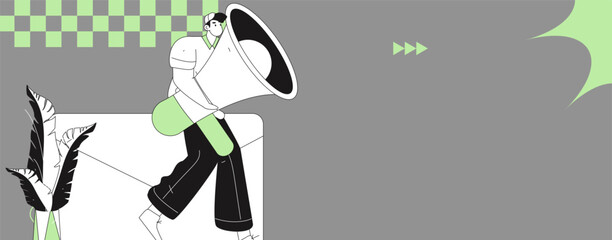 Notification announcement vector creative flat hand drawn illustration
