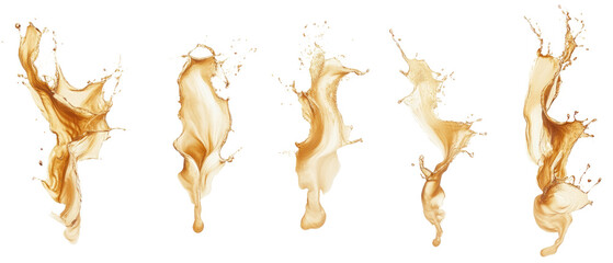 collection of splashes of oil cut out secluded on a white background