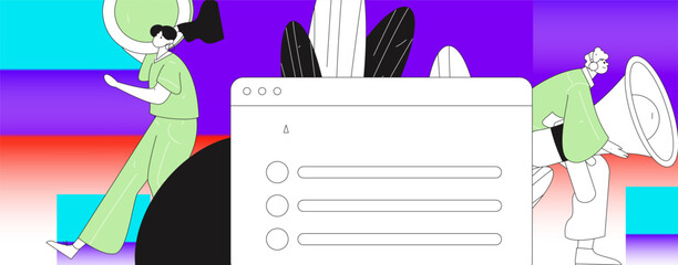 Notification announcement vector creative flat hand drawn illustration
