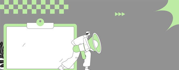 Notification announcement vector creative flat hand drawn illustration
