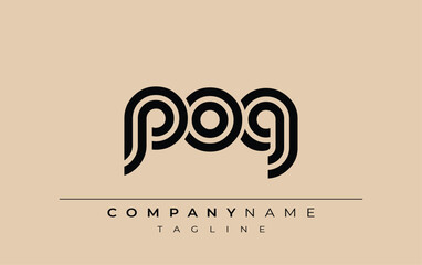 POG Creative Unique Modern Letter Logo Design. Stylized logo featuring a unique letter design, presenting abstract minimalist aesthetics and modern appeal.