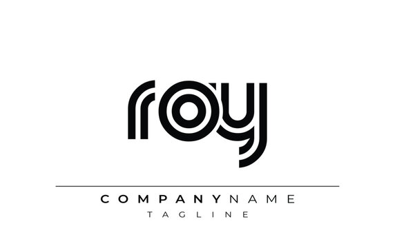 ROY Creative Unique Modern Letter Logo Design. Stylized logo featuring a unique letter design, presenting abstract minimalist aesthetics and modern appeal.