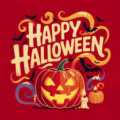 Popular Halloween Wallpaper Red Background with Festive Elements