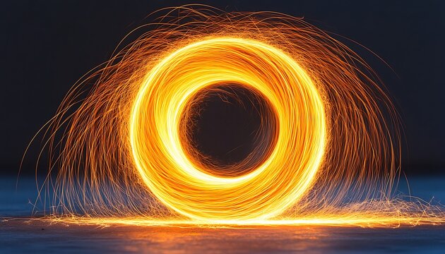 Fiery circular light trails