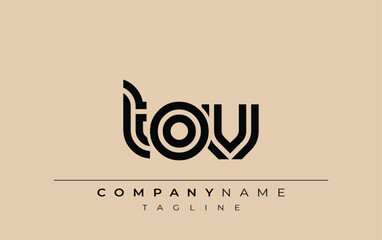 TOV Creative Unique Modern Letter Logo Design. Stylized logo featuring a unique letter design, presenting abstract minimalist aesthetics and modern appeal.