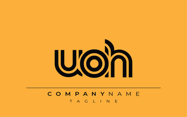 UOH Creative Unique Modern Letter Logo Design. Stylized logo featuring a unique letter design, presenting abstract minimalist aesthetics and modern appeal.