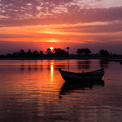 morning drama sunrise view in Modon lake Dammam Saudi Arabia