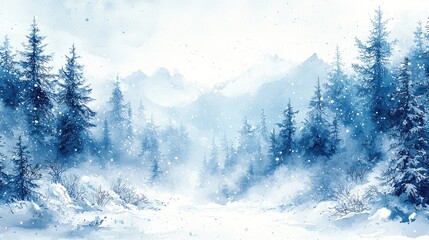 Winter Mountain Forest Scene