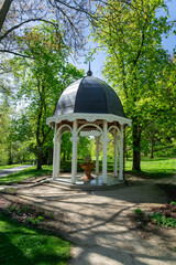 Pavilion of mineral water spring Alexandra - small spa town Marianske Lazne (Marienbad) in west part of Czech Republic - region Karlovy Vary	