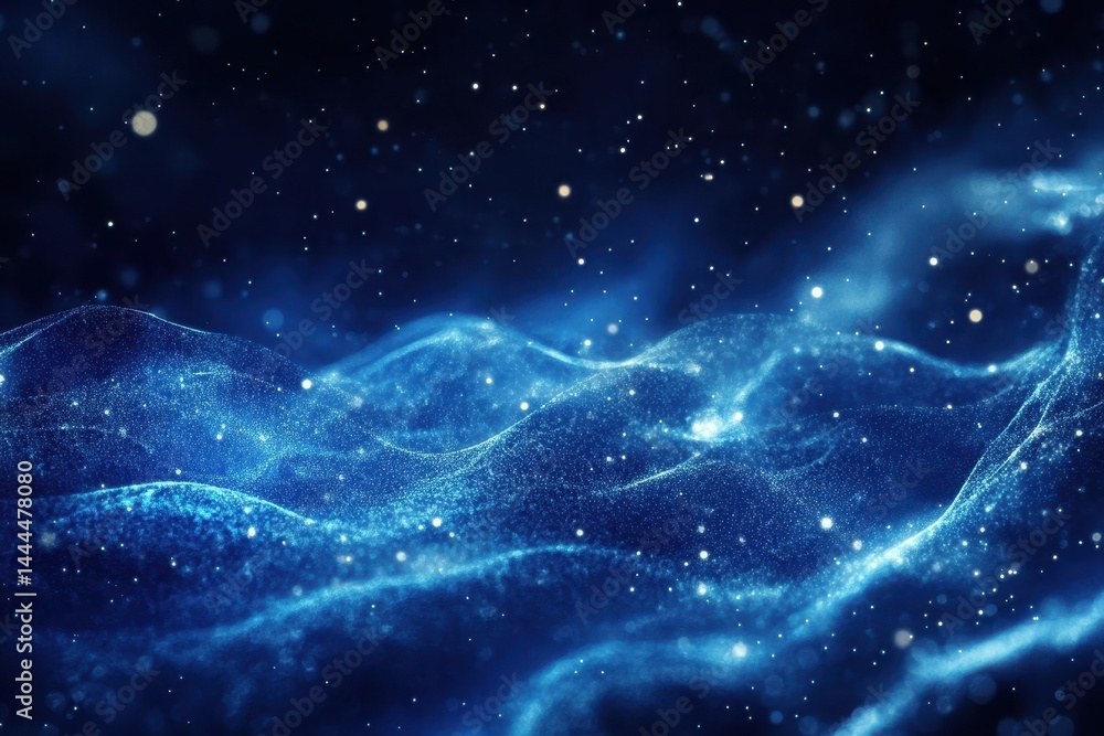 Aufkleber enchanting dark blue abstract background with glowing dust particles creating a mystical atmosphere,