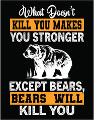 What Doesn't Kill You Makes You Stronger Except Bears - printable editable vector art file.