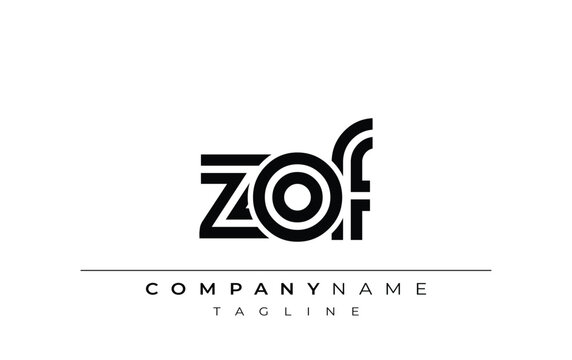 ZOF Creative Unique Modern Letter Logo Design. Stylized logo featuring a unique letter design, presenting abstract minimalist aesthetics and modern appeal.