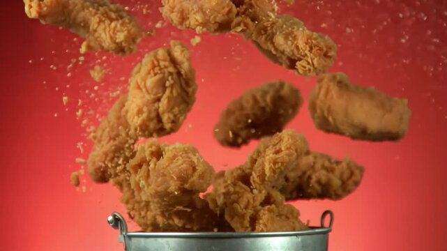 Fried chicken nuggets in bucket ,generative ai