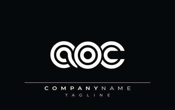 AOC Creative Unique Modern Letter Logo Design. Stylized logo featuring a unique letter design, presenting abstract minimalist aesthetics and modern appeal.