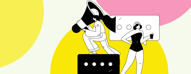 Notification announcement vector creative flat hand drawn illustration
