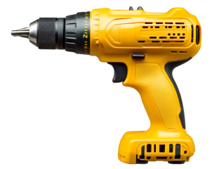 Yellow power drill isolated on white background PNG. GENERATIVE AI