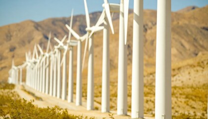 Majestic Wind Turbines Generating Clean Energy in a Desert Landscape
