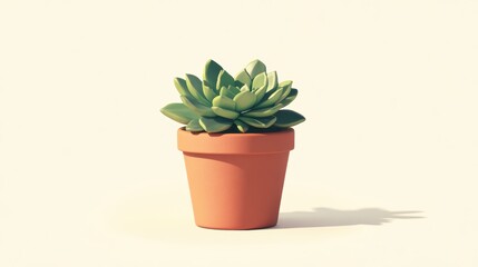 Fototapeta premium A minimalist scene featuring a small potted succulent against a clean white background
