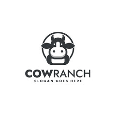 CowRanch - Modern Minimalist Logo Featuring a Stylized Cow Head for Agricultural and Livestock Branding