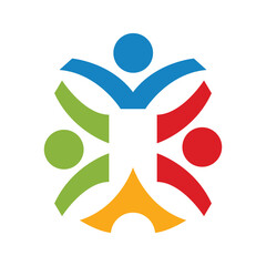 Circular teamwork logo design symbol vector