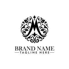 monogram design template with letter M logo vector