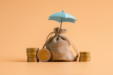 Insurance background money coin concept business protection finance sale financial investment buy...