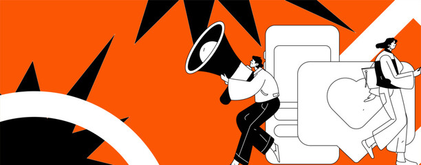 Notification announcement vector creative flat hand drawn illustration
