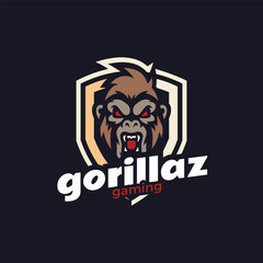 Gorillaz Gaming Logo | Fierce Gorilla Mascot Esports Emblem