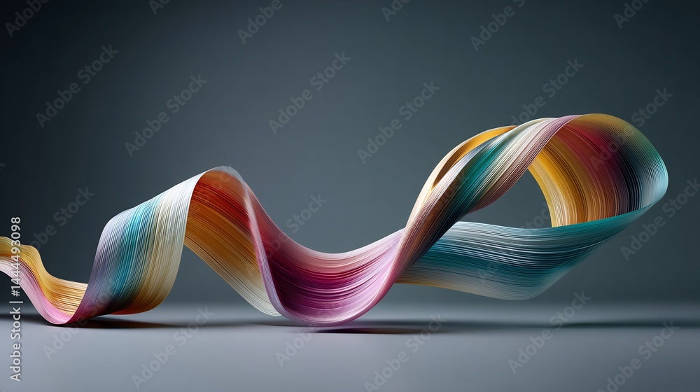 Poster chromatic ribbon illusion: a mesmerizing interplay of color and elegant form