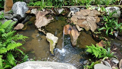 Serene Stone World Map Water Feature in Lush Garden Relaxing outdoor water fountain design
