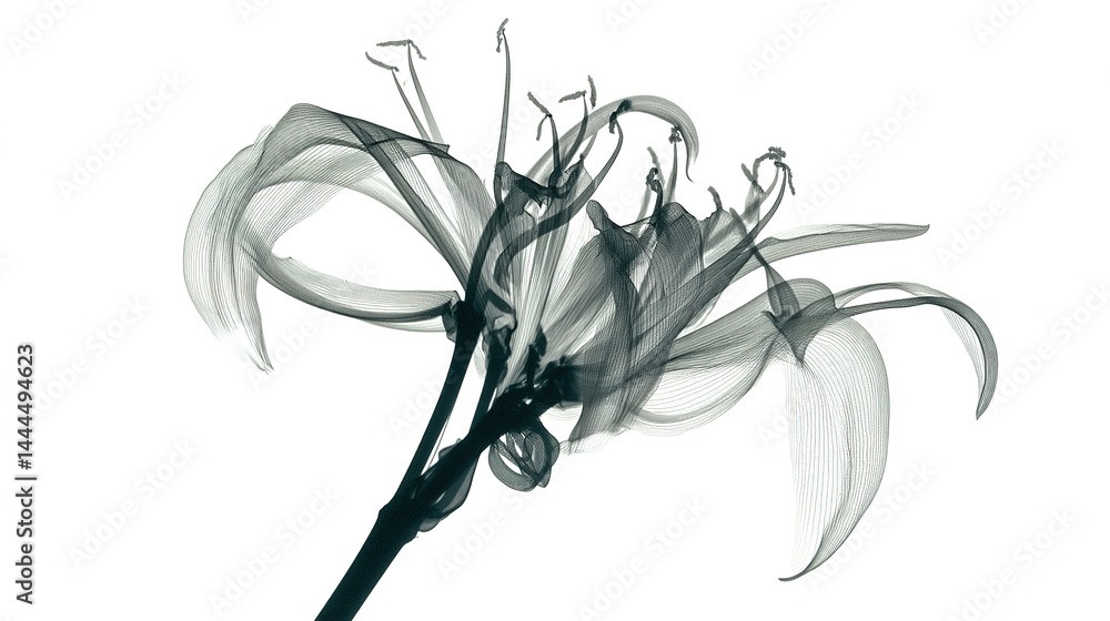 Aufkleber intricate grayscale image of a flower's internal structure.