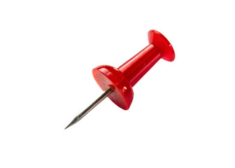 Red push pin on a transparent background