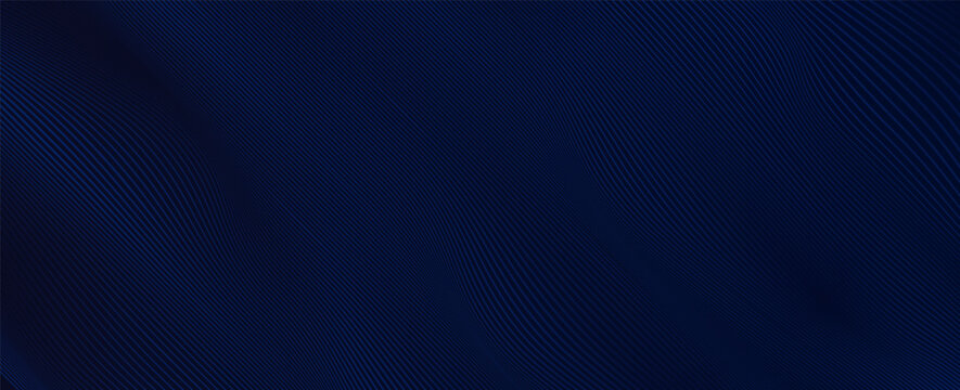 Abstract dark blue wavy background with smooth flowing lines and gradient light effects. Elegant and modern design for technology, finance, or corporate themes