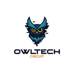 Owltech Circuit Logo | Futuristic Owl Tech Mascot Design