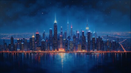 City Illumination: A Painting of Nighttime Beauty