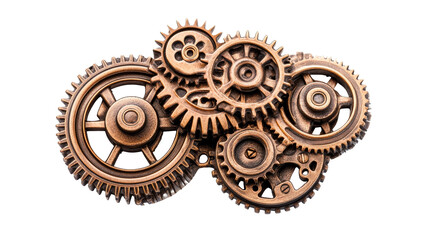 Gear mechanisms, machine details, cut out transparent