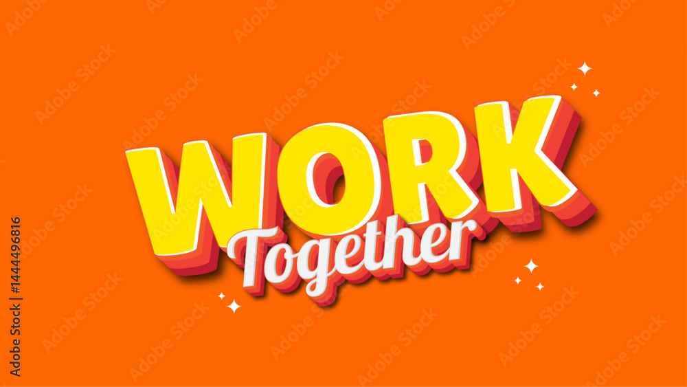 Poster work together editable text effect with orange background