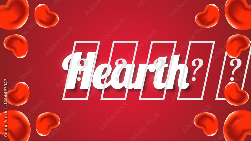 Poster hearth editable text effect with red background