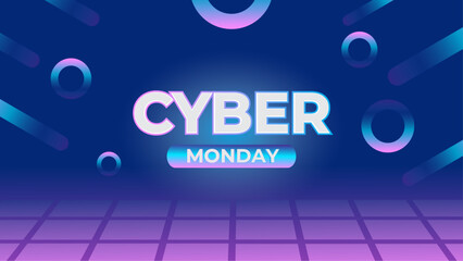 Gradient cyber monday banner with blue and pink color