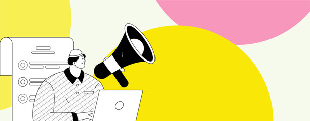 Notification announcement vector creative flat hand drawn illustration
