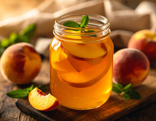 Peach Honey Tea in Clear Glass Jar