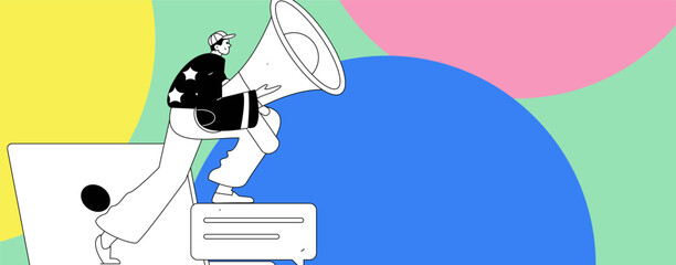 Notification announcement vector creative flat hand drawn illustration
