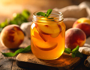 Peach Honey Tea in Clear Glass Jar
