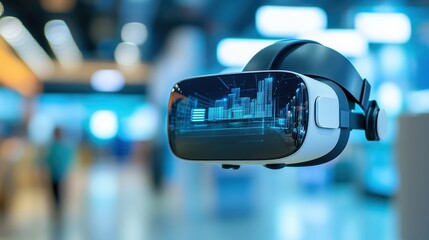 A virtual tech expo, with visitors experiencing digital product demos through VR headsets, showcasing new gadgets, apps, and futuristic innovations in technology