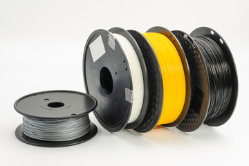 Multi color ABS printer filament on spools for 3D printing applications