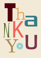 Thank you colorful typography expressing gratitude