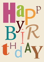 Happy birthday colorful typography on beige background
